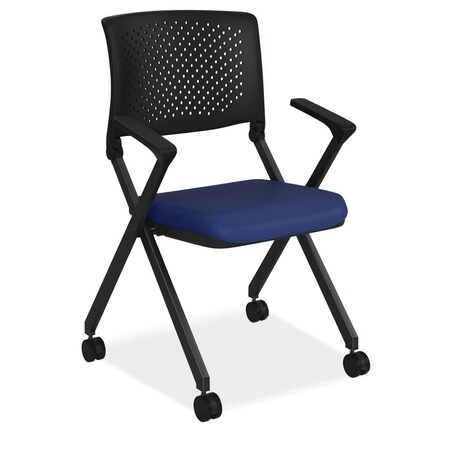 Officesource Julep Collection Nesting Chair with Arms and Casters, Black Frame OSSN6959FBL